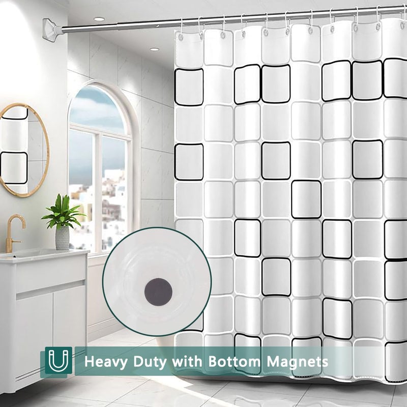 jssablo Shower Curtain Liner, Big Square Waterproof PEVA Shower Curtains with 3 Duty Heavy Bottom Magnets and 12 Rust Proof Grommets, 72x72 Weighted Shower Liner for Shower Stall, Bathtubs - Image 3